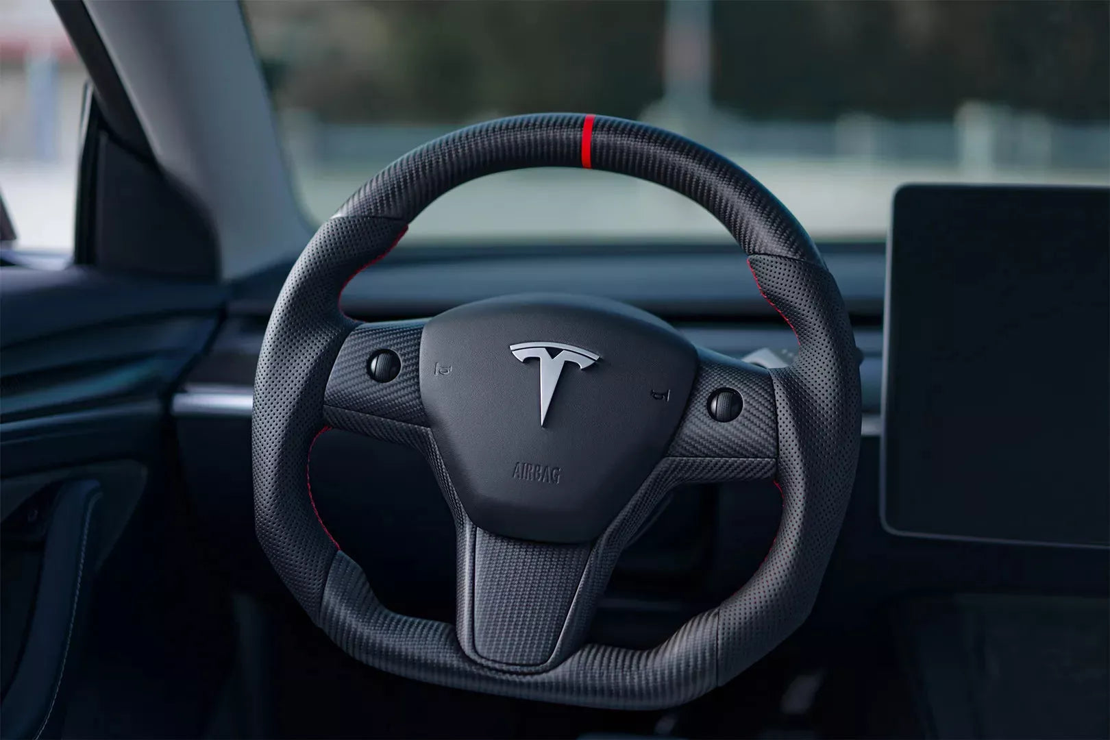 Tesla Model 3/Y Matte Carbon Fiber Steering Wheel Replacement