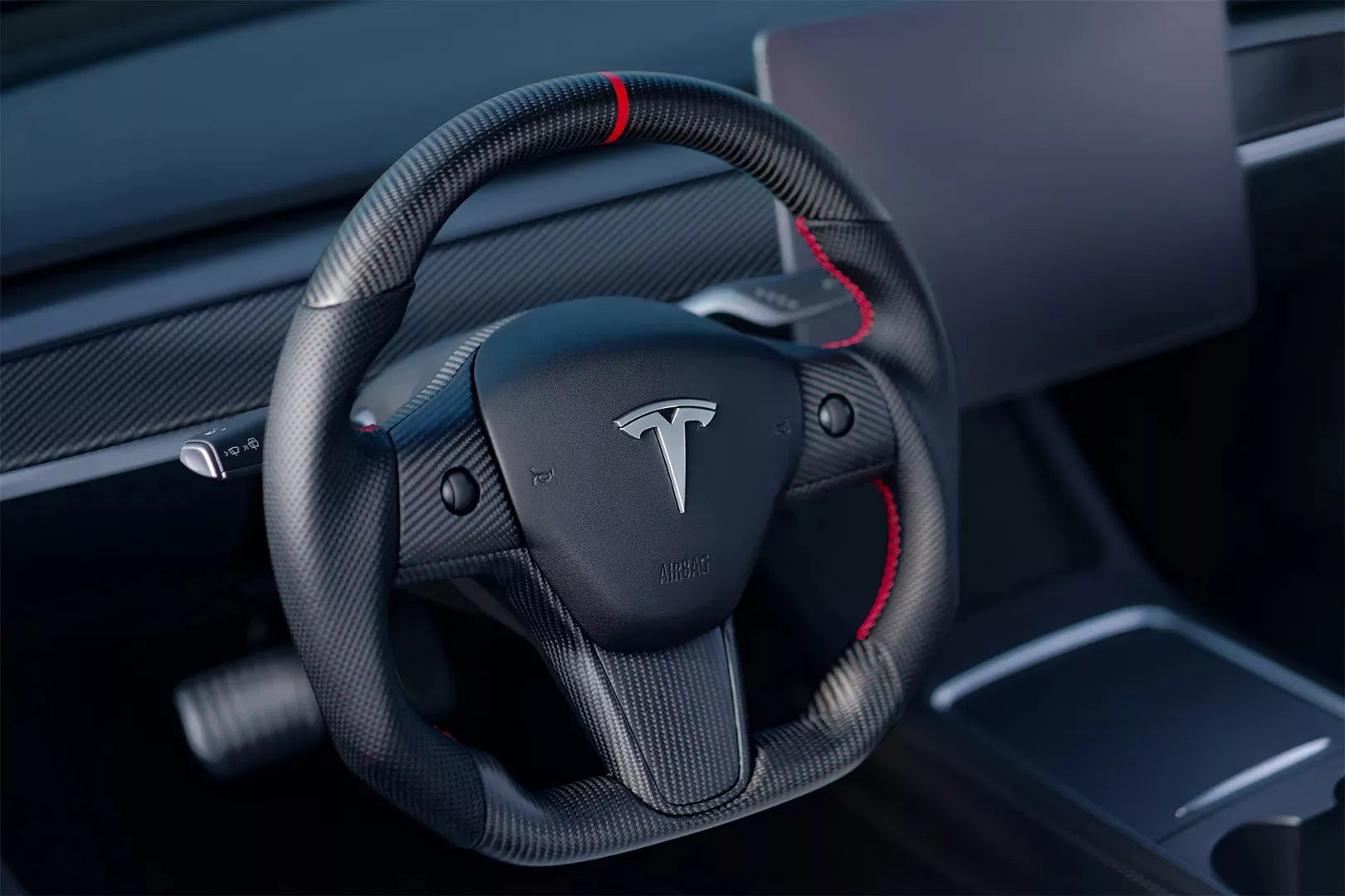 Tesla Model 3/Y Matte Carbon Fiber Steering Wheel Replacement