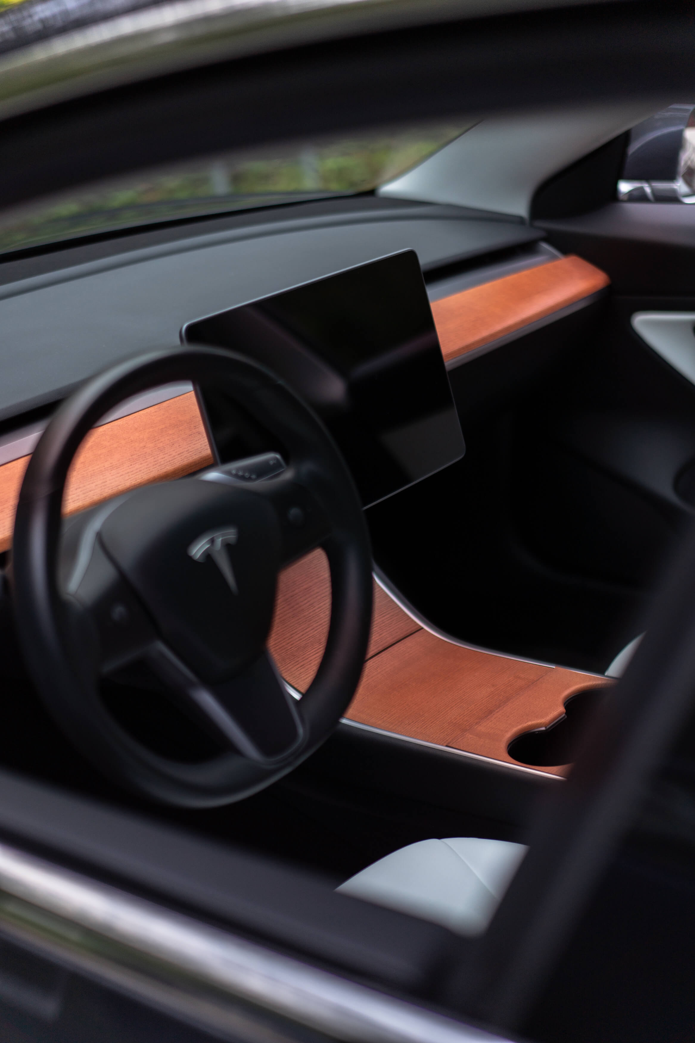 Wood Center Console Cover for Tesla Model 3 & Y (2018-2021)