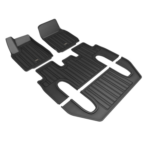 TESLA MODEL X 2022-2024 6 SEAT FLOOR MAT SET ELITECT BLACK ROW1 ROW2 ROW3