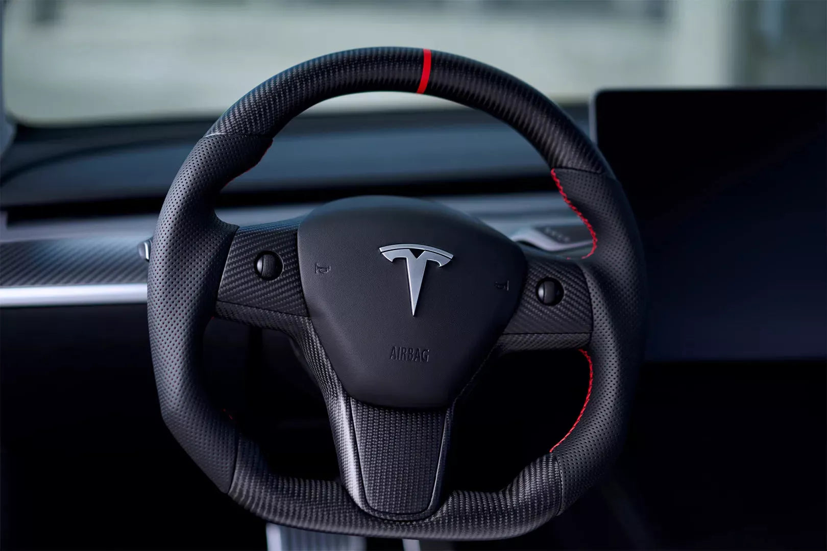 Tesla Model 3/Y Matte Carbon Fiber Steering Wheel Replacement