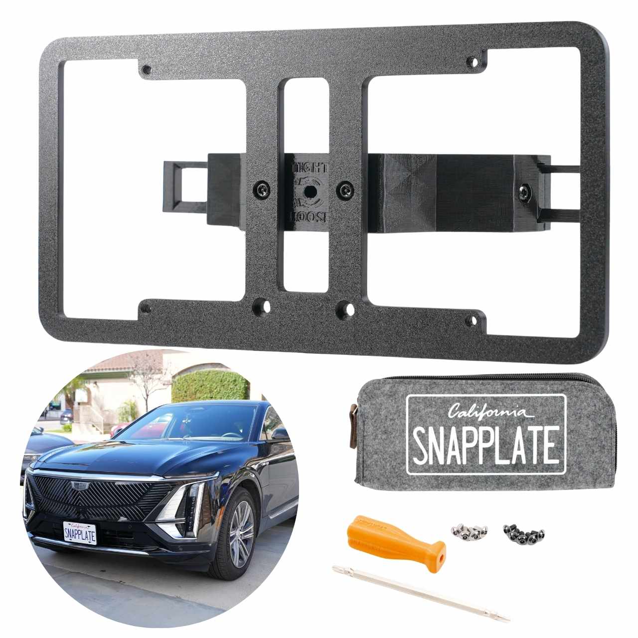 Cadillac LYRIQ SnapPlate No-Drill Front License Plate Holder