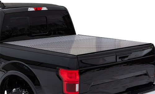 Access 2022+ Rivian R1T 4ft 6in Bed (w/ OEM Tonneau Track) LOMAX Folding Hard Cover - Diamond Plate