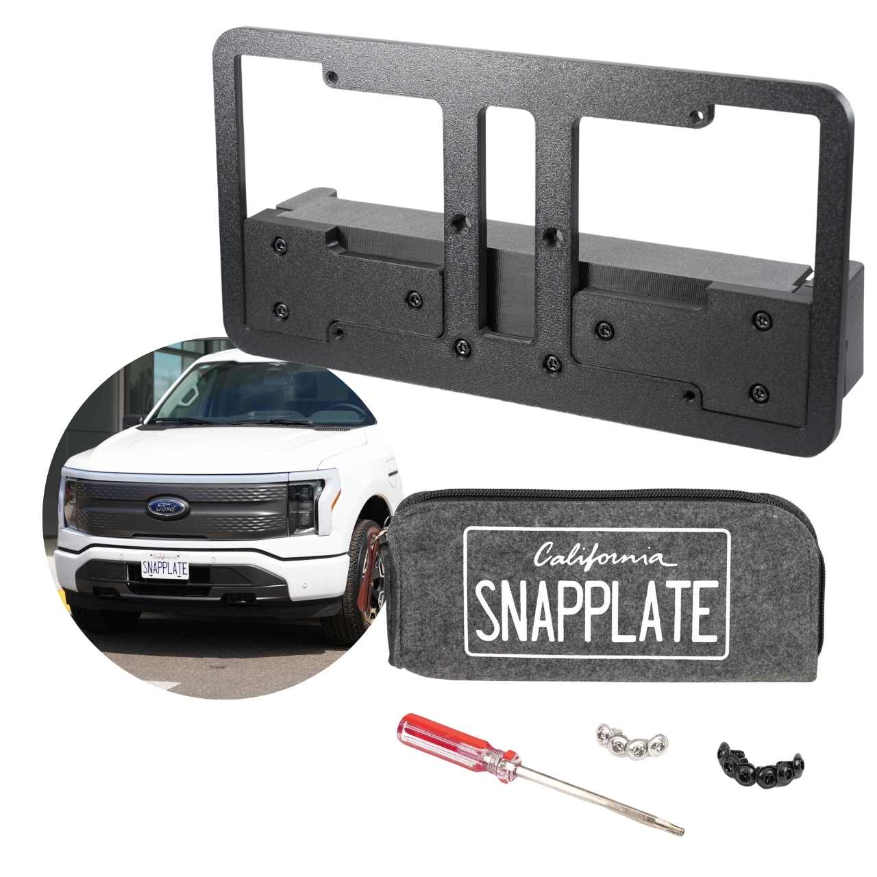 Ford F-150 Lightning EV SnapPlate No-Drill Front License Plate Bracket