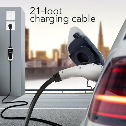 Lectron Level 1 / Level 2 Portable J1772 EV Charger (12 Amp / 32 Amp) with Dual Charging Plugs (NEMA 5-15 &amp; 14-50) - Compatible with All J1772 EVs (White) - EV Universe Shop
