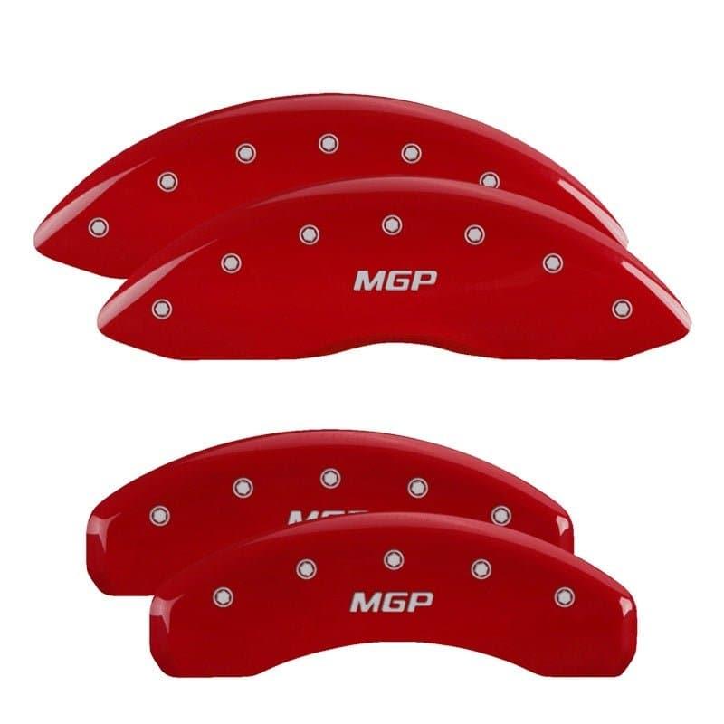 MGP 4 Caliper Covers Engraved Front &amp; Rear MGP Tesla Model 3 2017+ Red Power Coat Finish Silver Characters - EV Universe Shop