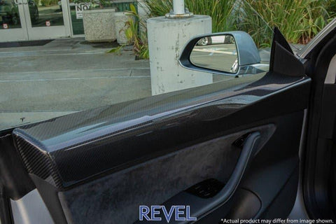 Revel GT Dry Carbon Door Trim Front Tesla Model 3 - Left + Right - 2 Pieces - EV Universe Shop