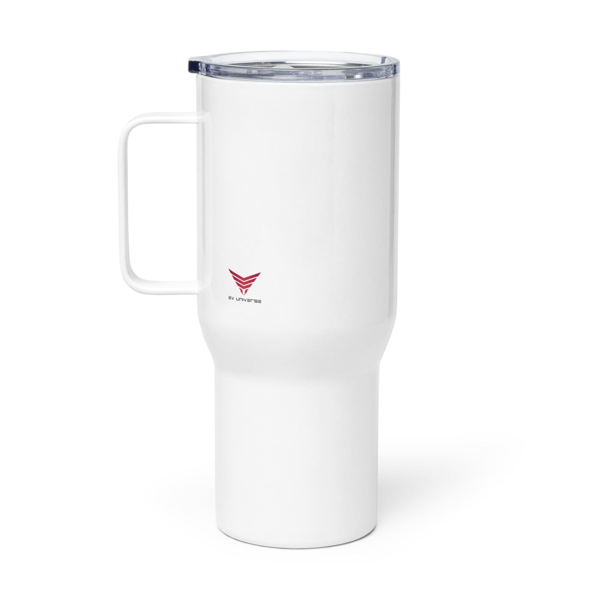 "Sipping on Eco-Consciousness" Travel Mug With a Handle - EV Universe Shop