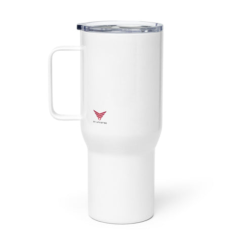 "Sipping on Eco-Consciousness" Travel Mug With a Handle - EV Universe Shop